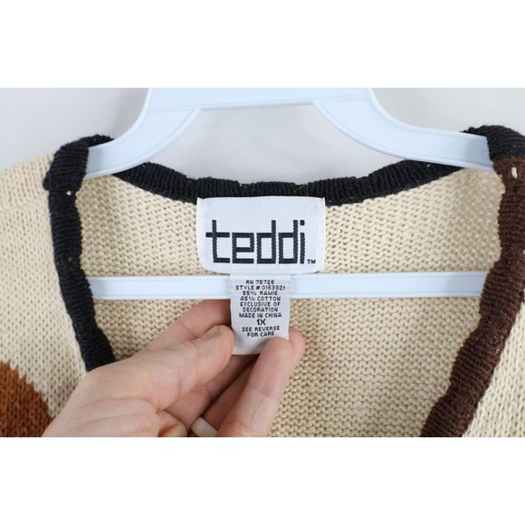 Vintage 90s Streetwear Womens 1X Cat Kitten Knit Button Cardigan Sweater Vest - Picture 7 of 10